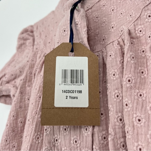 COCO AU LAIT British Embroidery Tie Collar Short Puff Sleeve Dress 2Y - Picture 3 of 7